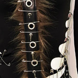 Long sleeve fluffy hollow out rivet applique top