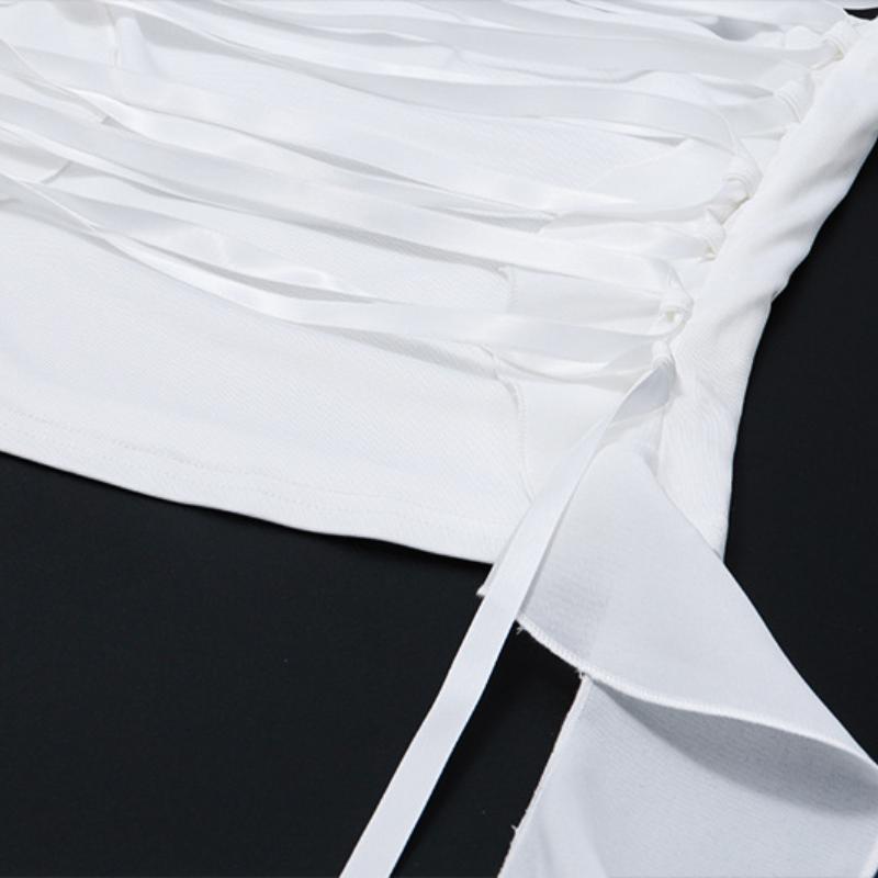 Haut tube dos nu avec corset à lacets et ruban 