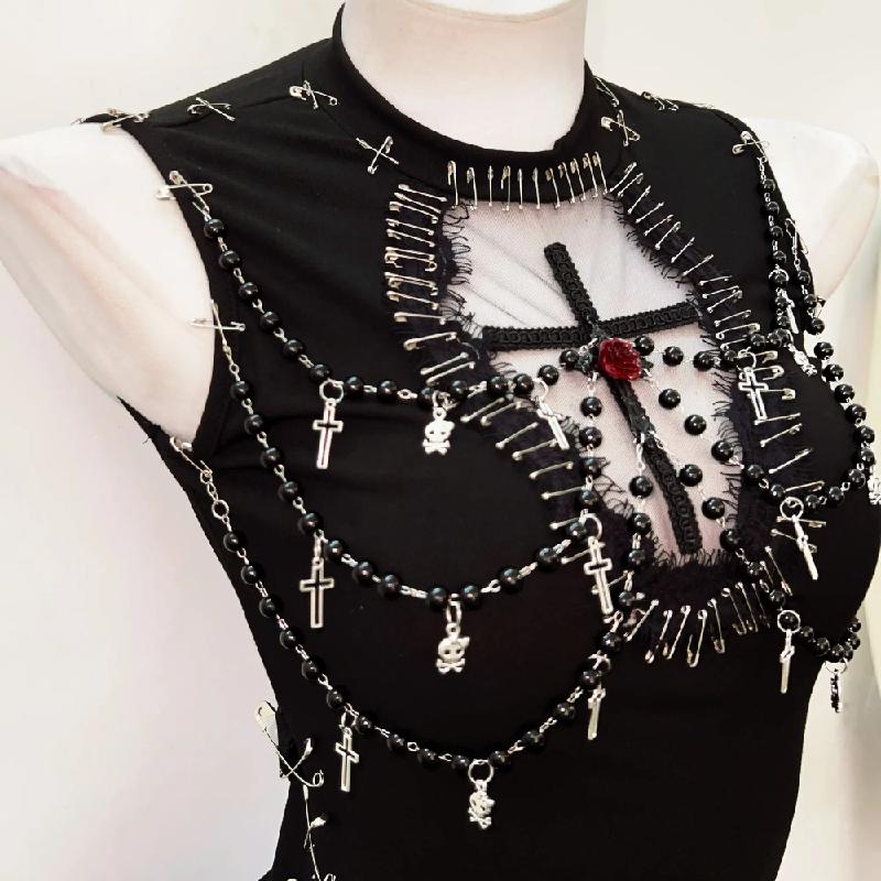 Haut en maille à col ras du cou et appliqué de fleurs perlées 