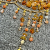Metal chain hollow out halter beaded cami top
