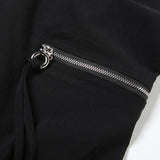 Pantalon droit taille haute avec poche zippée et bouton 