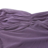 Robe longue unie en maille froncée à col en cœur 