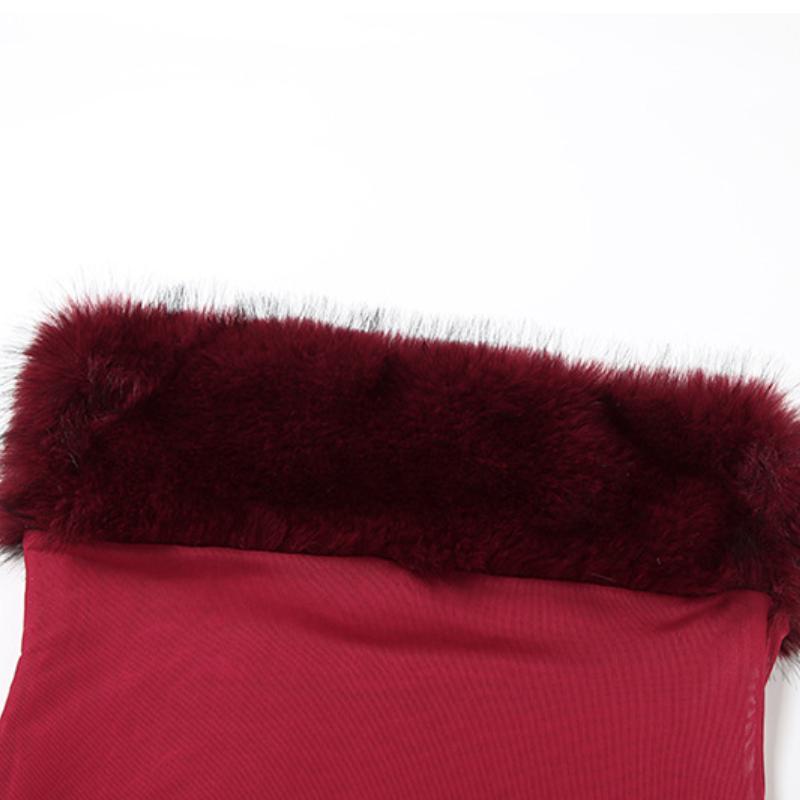 Robe longue tube dos nu en maille patchwork duveteuse 