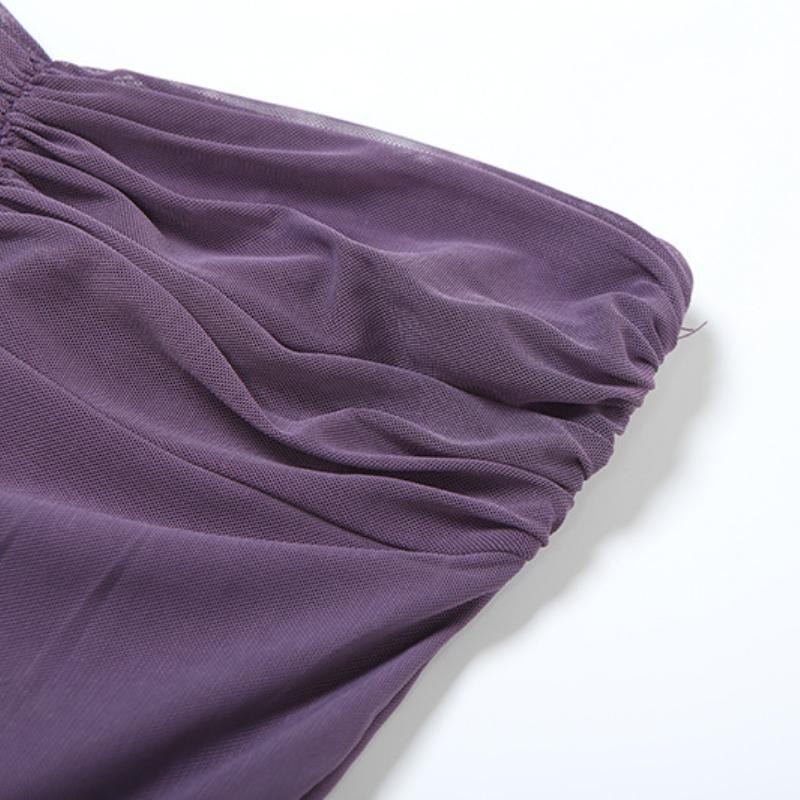 Robe longue unie en maille froncée à col en cœur 