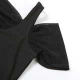 Conjunto de minifalda sin espalda de malla hueca irregular 