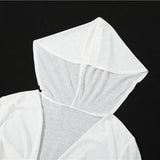 Sudadera con capucha de manga larga y cuello vuelto de color liso 