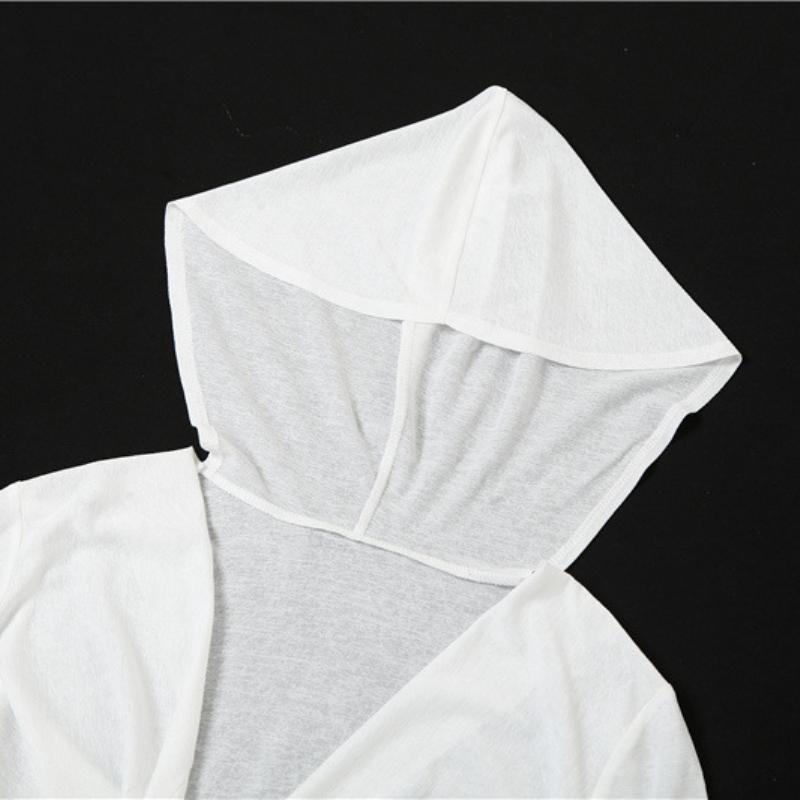 Sudadera con capucha de manga larga y cuello vuelto de color liso 
