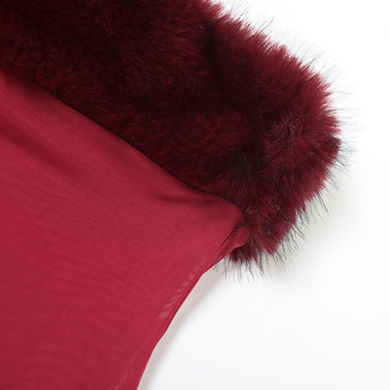 Robe longue tube dos nu en maille patchwork duveteuse 