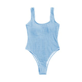 Maillot de bain une pièce texturé sans manches à col en U uni 