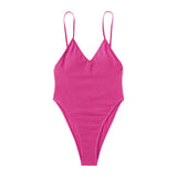 Maillot de bain une pièce texturé à col en V et dos nu rembourré 