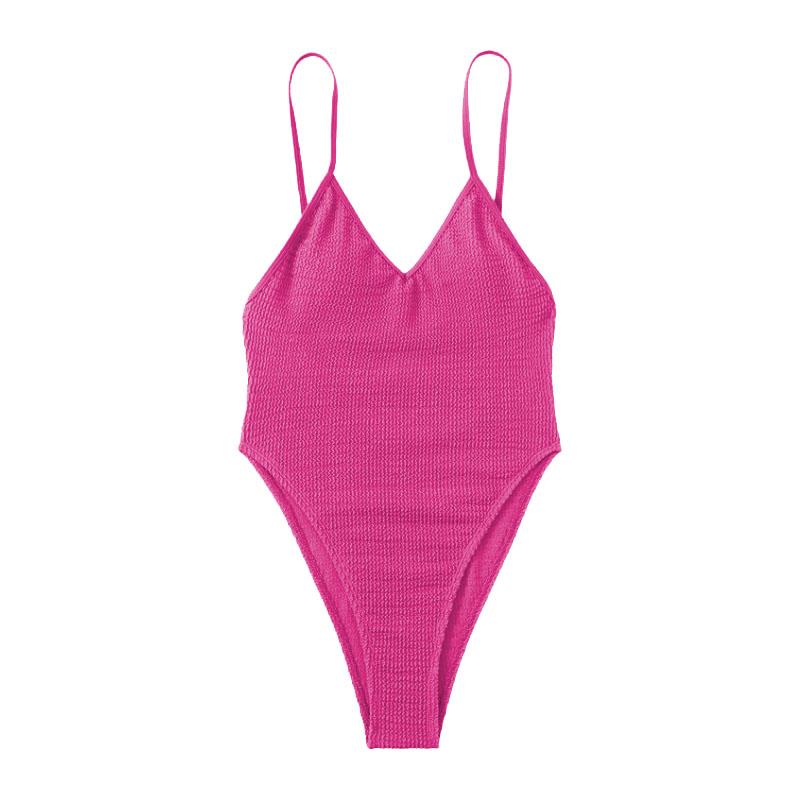 Maillot de bain une pièce texturé à col en V et dos nu rembourré 