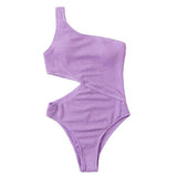 Maillot de bain une pièce texturé à une épaule et ajouré 