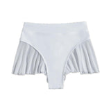 Solid mesh ruffle patchwork pant
