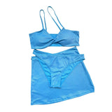 Maillot de bain 3 pièces asymétrique à dos nu et à épaules dénudées 