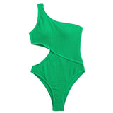 Maillot de bain une pièce texturé à une épaule et ajouré 