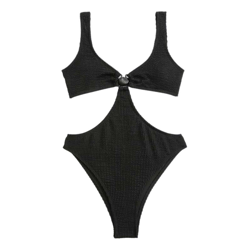Maillot de bain une pièce texturé avec anneau en O creux 