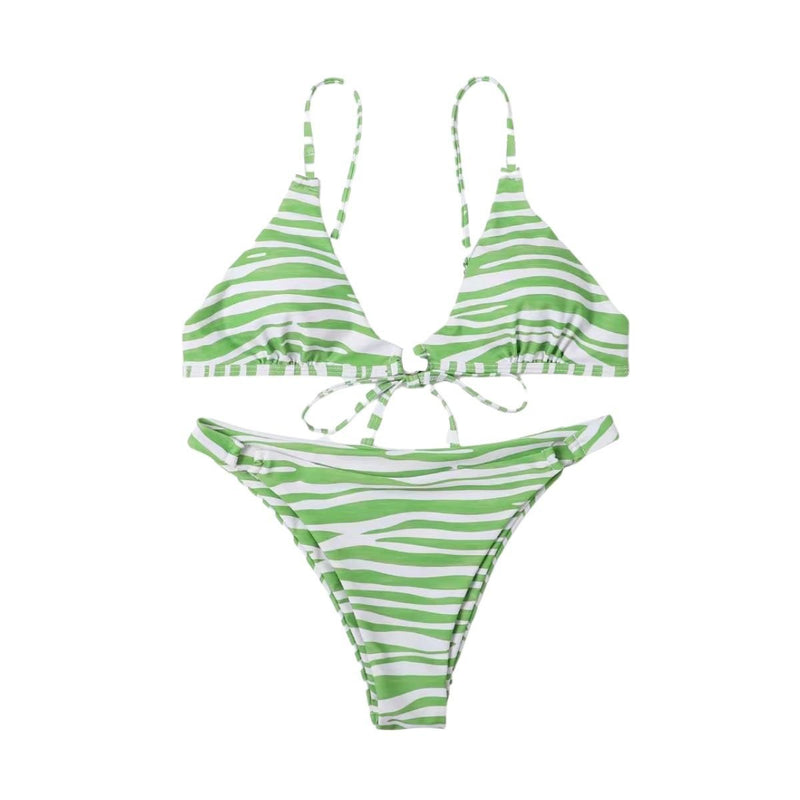 Maillot de bain bikini dos nu uni rembourré avec boucle à nouer dans le col en V 