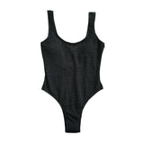 Maillot de bain une pièce texturé sans manches à col en U uni 