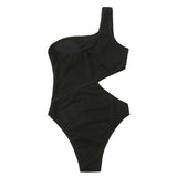 Maillot de bain une pièce texturé à une épaule et ajouré 