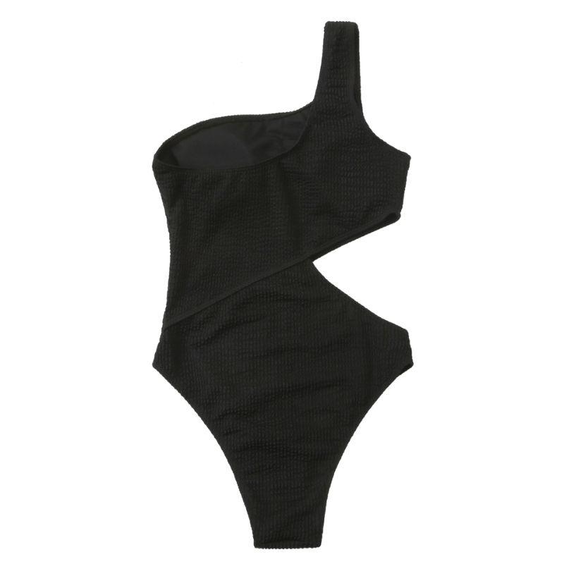 Maillot de bain une pièce texturé à une épaule et ajouré 