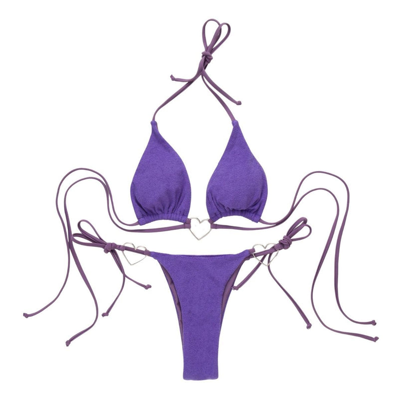Traje de baño bikini sin espalda con aro o lazo sólido estilo halter 