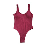 Maillot de bain une pièce texturé sans manches à col en U uni 