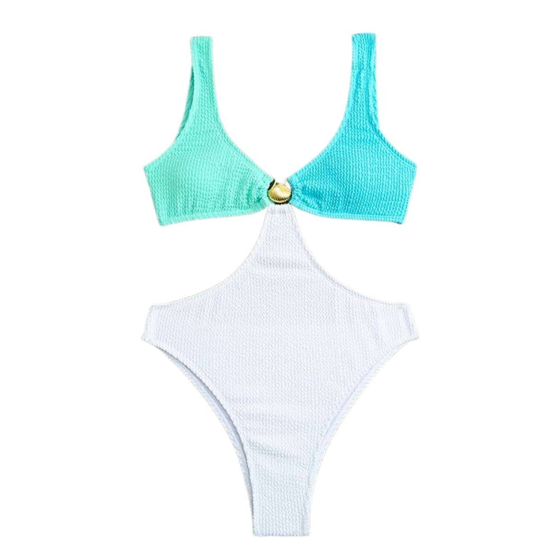 Maillot de bain une pièce texturé avec anneau en O creux 