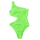 Maillot de bain une pièce texturé à une épaule et ajouré 
