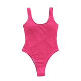 Maillot de bain une pièce texturé sans manches à col en U uni 
