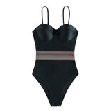 Maillot de bain une pièce à col en cœur rembourré contrasté 