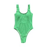 Maillot de bain une pièce texturé sans manches à col en U uni 