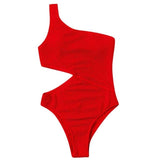 Maillot de bain une pièce texturé à une épaule et ajouré 