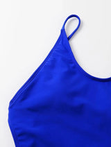 Traje de baño de una pieza sin espalda, sólido, con cuello en U y acolchado 