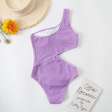 Maillot de bain une pièce texturé à une épaule et ajouré 