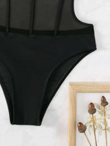 Maillot de bain une pièce dos nu en maille à nouer sur le devant et à licou croisé 