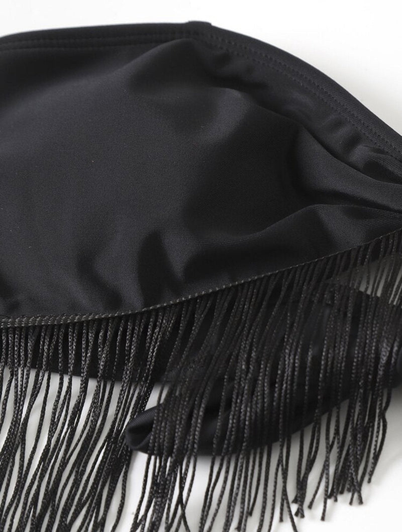 Traje de baño de 3 piezas con lazo autoajustable de malla halter sólida 