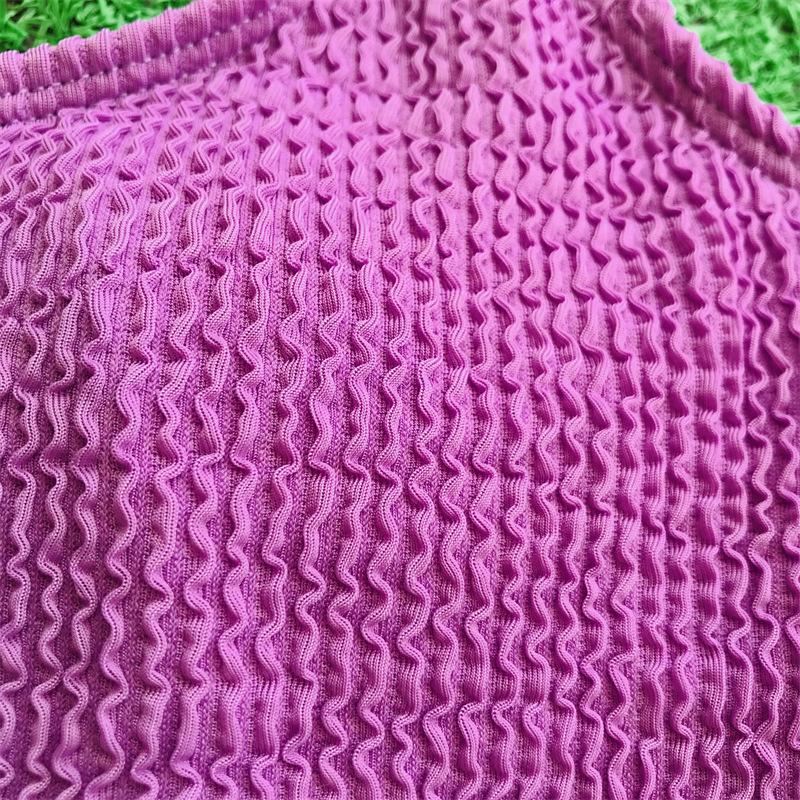 Maillot de bain une pièce texturé sans manches à col en U uni 