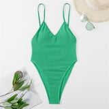 Maillot de bain une pièce texturé à col en V et dos nu rembourré 