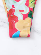 Traje de baño de 3 piezas con espalda descubierta, cuello halter, cordón ajustable y estampado floral 