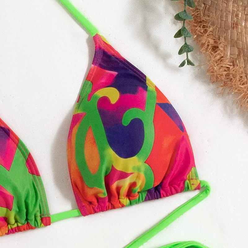 Maillot de bain 3 pièces à imprimé contrasté et à nouer soi-même 