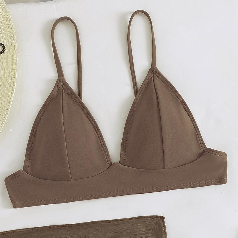Maillot de bain 3 pièces dos nu en maille unie à nouer 