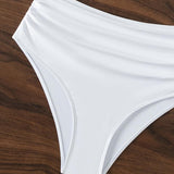 Traje de baño bikini de tubo fruncido con apliques de flores 