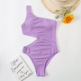 Maillot de bain une pièce texturé à une épaule et ajouré 