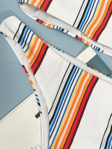 Contrast print striped bikini swimwear