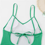 Maillot de bain une pièce texturé à col en V et dos nu rembourré 