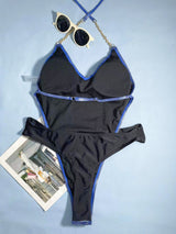 Maillot de bain une pièce à chaîne métallique contrastante et dos nu 