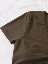 Traje de baño bikini con top corto y lazo ajustable de manga corta en color liso 