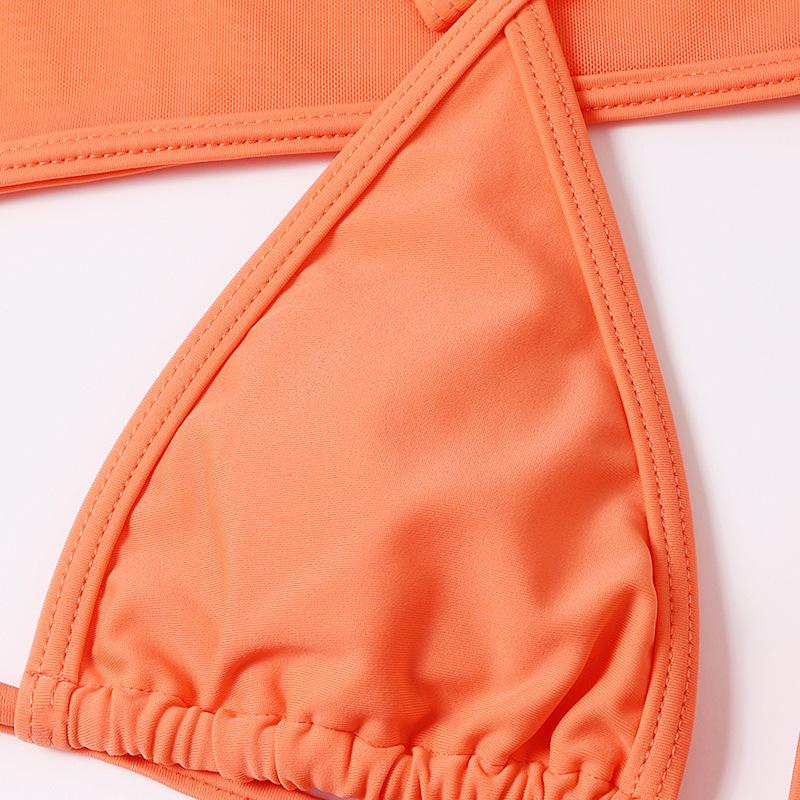 Maillot de bain 3 pièces en maille solide, rembourré, avec anneau en O et lien à nouer, croisé sur le devant 