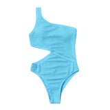 Maillot de bain une pièce texturé à une épaule et ajouré 