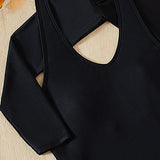 Maillot de bain une pièce uni à manches longues et col en U avec cache-maillot 